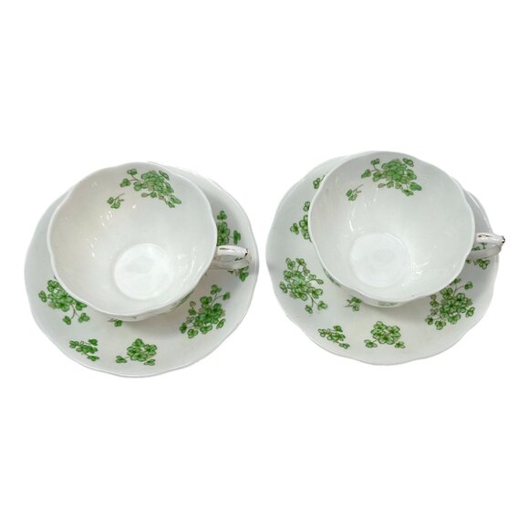 Royal Albert Teacup & Saucer Lot of 2 Bone China Shamrock Irish Ireland MCM UK - Picture 7 of 14
